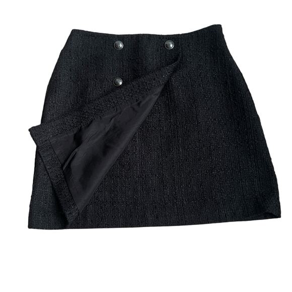 LOFT Black Tweed Double-Breasted Mini Skirt 4 - Picture 3 of 6